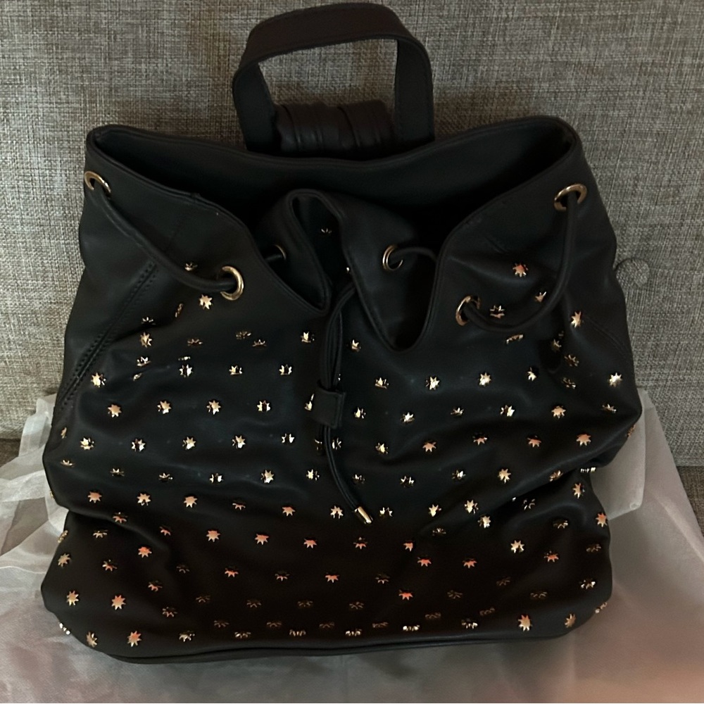 Deux Lux Charcoal  Backpack with Floral shaped Studs